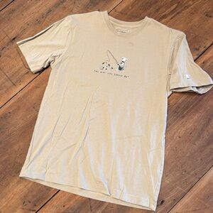 L.L.Bean Dog Fishing Tan Graphic T-Shirt